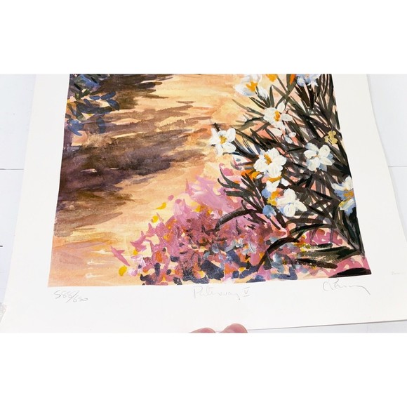 C Penny Limited Edition Print Lithograph Pathway V 588/650 Flowers Beach Boat - Picture 2 of 2